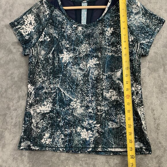 Lululemon Shirt Womens 6 Seek the Heat Short Sleeve Wildwood Nocturnal Blue Teal - Picture 2 of 6